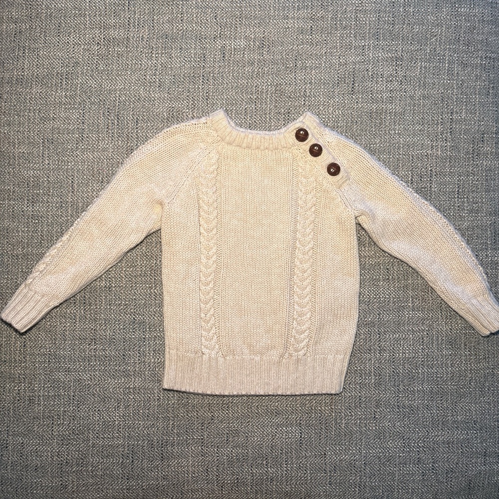 Curated Neutral Baby Capsule | Cozy Knit Sweaters + Chambray Jacket Set 2T - Picture 5 of 10